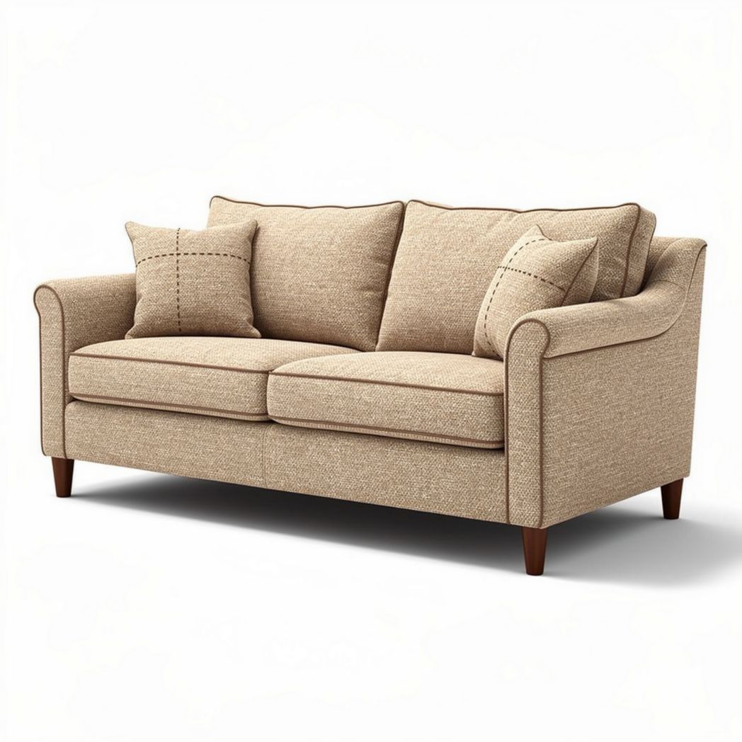Sofa mit zwei Sitzplätzen aus stoff in beige 180 x 90 x 85cm mit kissen