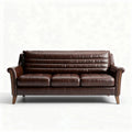 Sofa aus braunem leder mit modernen details und maßen 200 x 90 x 80cm