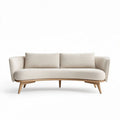 Couch aus hellem stoff mit holzgestell 200 x 90 x 75cm