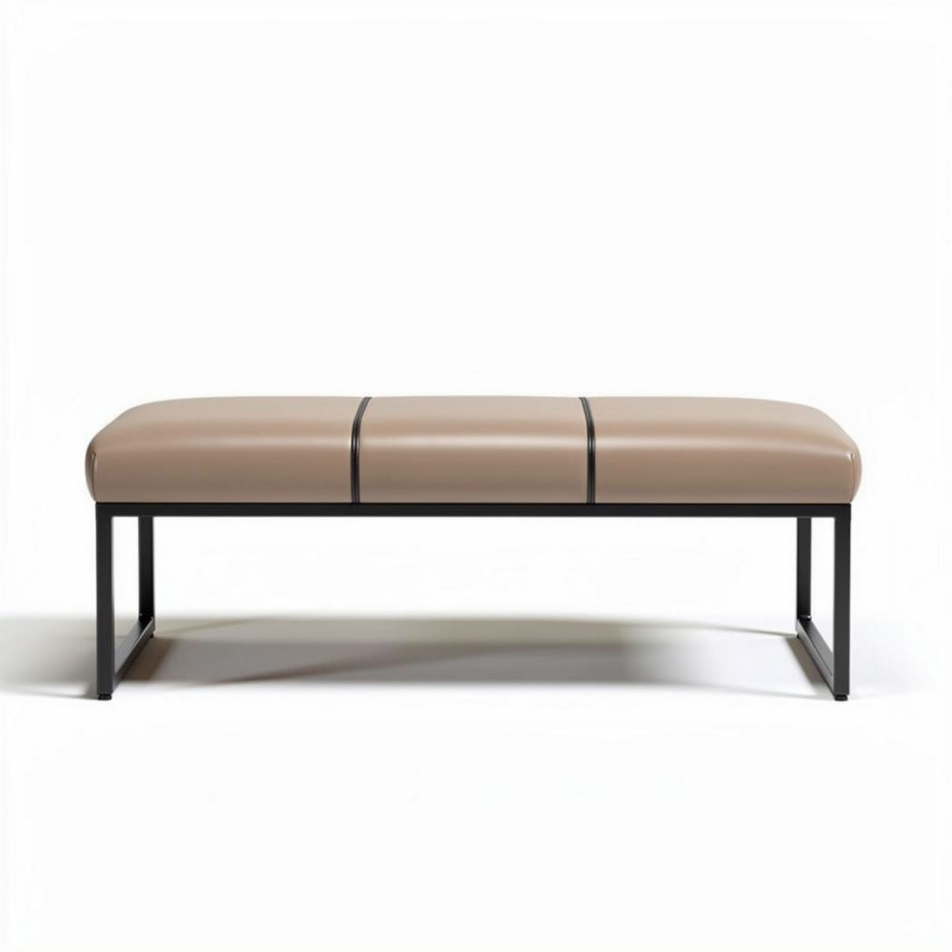 Sitzbank aus kunstleder in beige mit metallgestell 100 x 40 x 40 cm