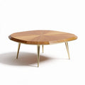 Runder couchtisch aus holz mit goldenen beinen 100 x 100 x 30 cm