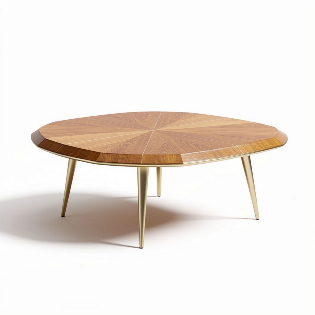 Runder couchtisch aus holz mit goldenen beinen 100 x 100 x 30 cm
