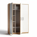Kleiderschrank aus bambus mit weißem front 180 x 90 x 40cm für stauraum