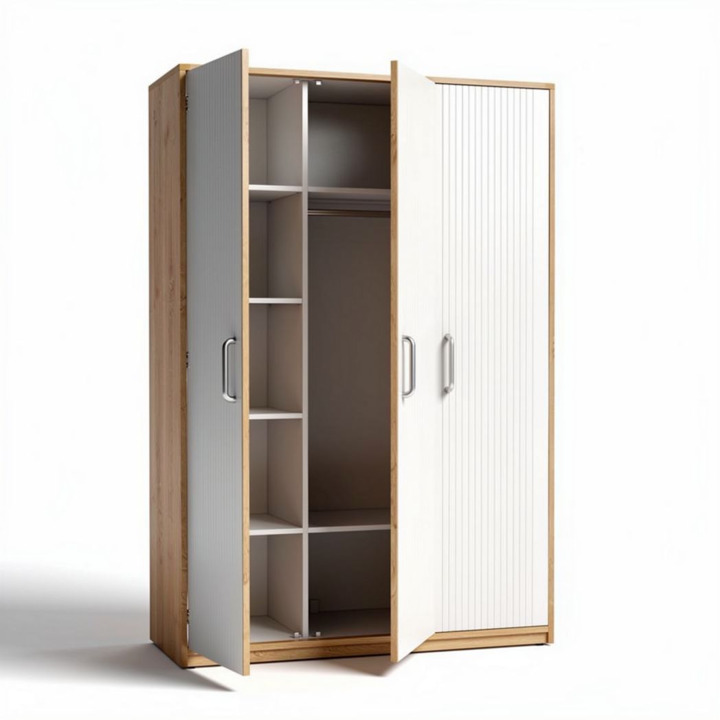 Kleiderschrank aus bambus mit weißem front 180 x 90 x 40cm für stauraum