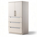 Moderner kleiderschrank mit zwei türen und drei schubladen aus holz 180 x 80 x 40cm in hellgrau