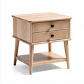 Nachtschrank aus massivem holz mit zwei schubladen und unterregal 40 x 35 x 50cm