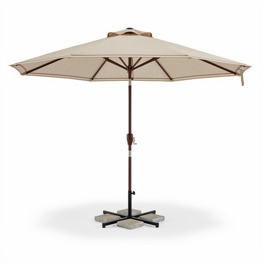 Sonnenschirm mit robustem Metallgestell und beige farbigem Bezug 250 x 250 x 250cm